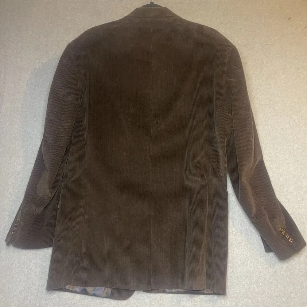 Lauren Ralph Lauren Men's Brown Corduroy Blazer 42L Two-Button Notch Lapel